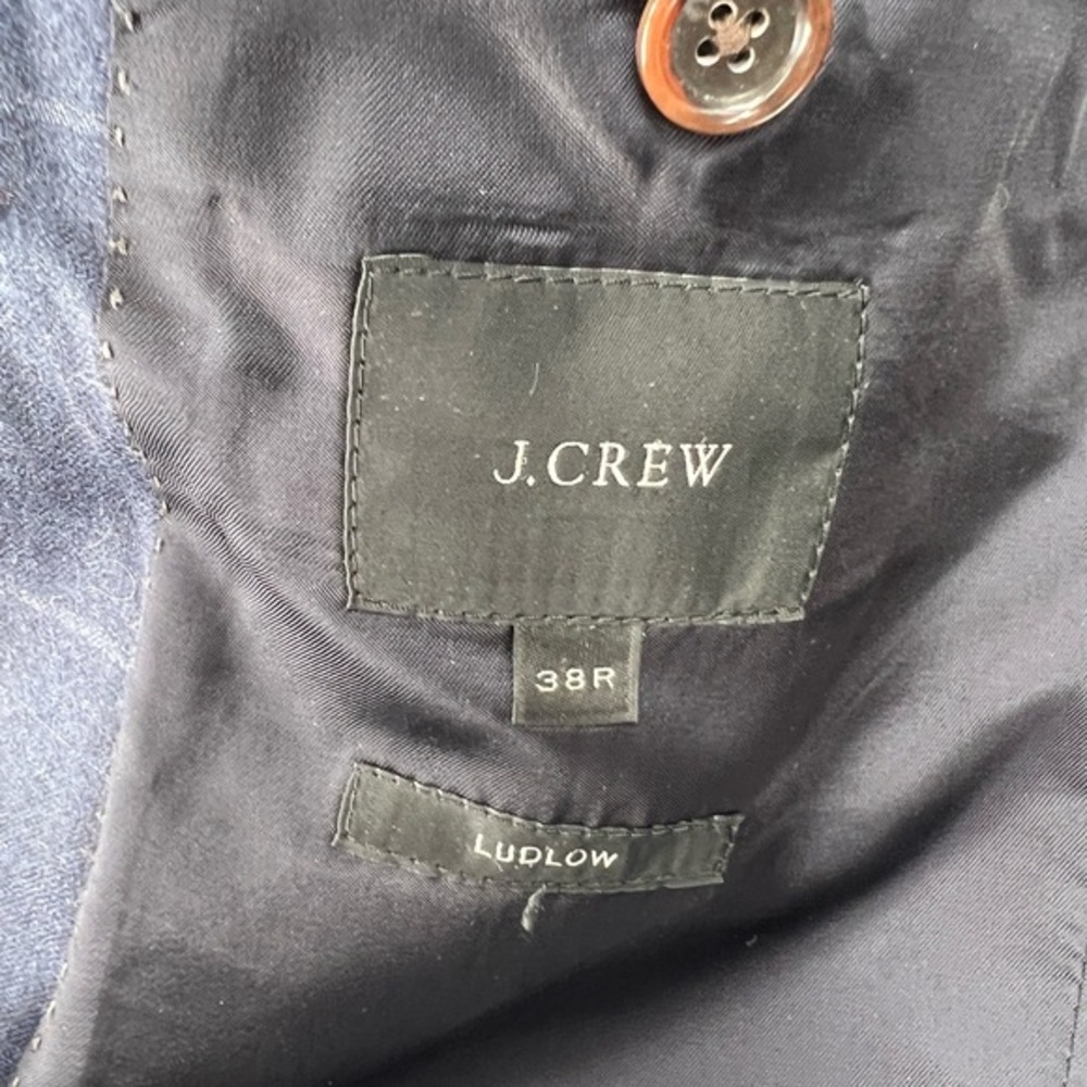 J.Crew Ludlow Suit Jacket Italian Wool Blue Windowpane Pattern 2 Button Mens 38R - Picture 5 of 8